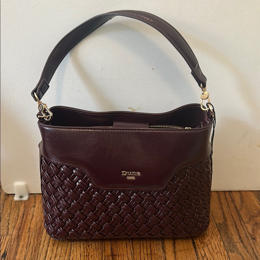 Dune London Woven Shoulder Bag in Deep Burgundy